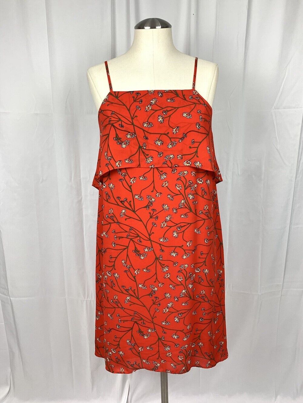 Tabitha Webb Red Daisy Spaghetti Strap Sun Dress Summer Size 4 Cottage Preppy?